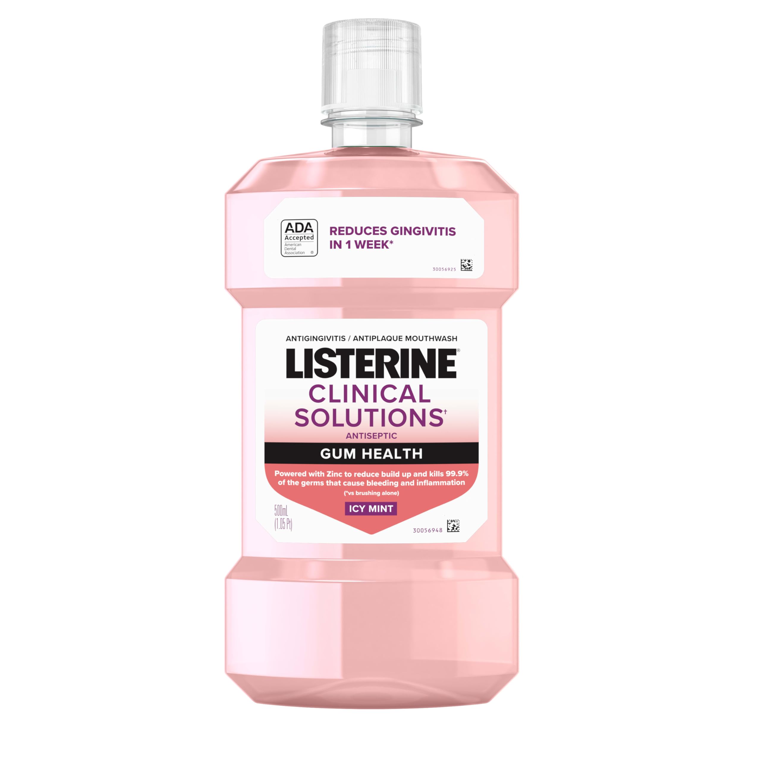 Listerine Clinical Solutions Gum Health Antiseptic Mouthwash, Antigingivitis & Antiplaque Oral Rinse Helps Prevent Buildup & Immediately Kills Germs for Healthier Gums, ICY Mint, 1 L